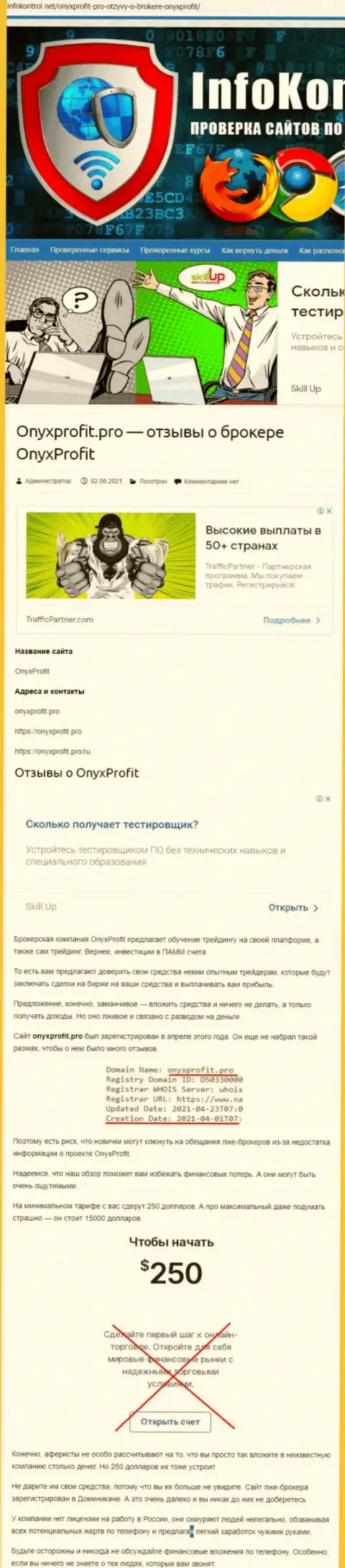 OnyxProfit Pro - разводняк, на который вестись не стоит (обзор деятельности конторы)