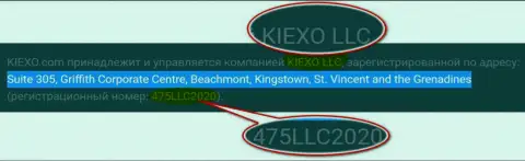 Адрес и регистрационный номер дилинговой компании KIEXO