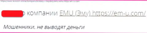 Ворюги EMU оставляют без средств собственных клиентов, именно поэтому не взаимодействуйте с ними (отзыв)