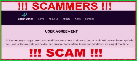 Coinumm Com Scammers can change their agreement at any time