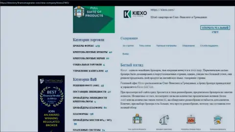 Обзор об условиях для трейдинга ФОРЕКС брокера Киехо, расположенный на сайте Directory FinanceMagnates Com
