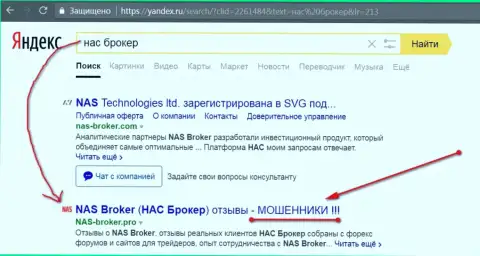 Первые 2 строки Yandex - NAS Technologies Ltd мошенники