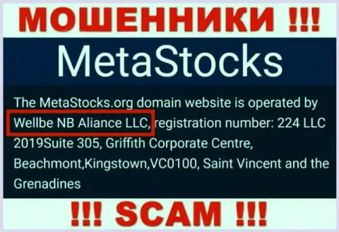 Юридическое лицо компании MetaStocks - это Веллбе НБ Алиансе ЛЛК, информация взята с официального web-портала
