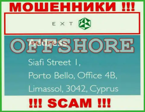 Siafi Street 1, Porto Bello, Office 4B, Limassol, 3042, Cyprus - это адрес организации EXT, находящийся в оффшорной зоне