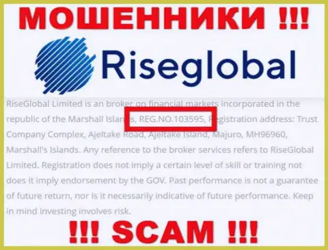 Рег. номер RiseGlobal Us, который шулера засветили на своей web-странице: 103595