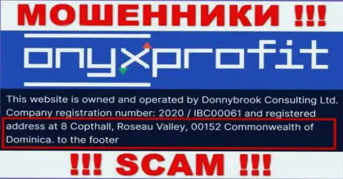 8 Copthall, Roseau Valley, 00152 Commonwealth of Dominica - это оффшорный юридический адрес Оникс Профит, откуда МОШЕННИКИ лишают денег своих клиентов