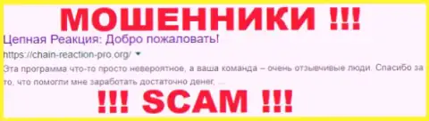 Chain-Reaction Pro Org - это МОШЕННИКИ !!! SCAM !!!