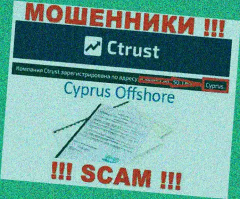 Осторожнее кидалы CTrust Co зарегистрированы в оффшоре на территории - Кипр