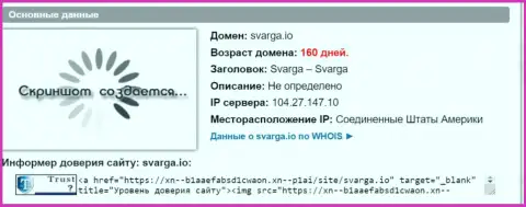 Возраст домена ФОРЕКС конторы Сварга, согласно информации, которая получена на web-ресурсе довериевсети рф