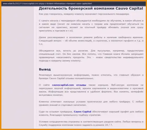 Дилер Cauvo Capital был описан в информационном материале на web-ресурсе Нсллаб Ру