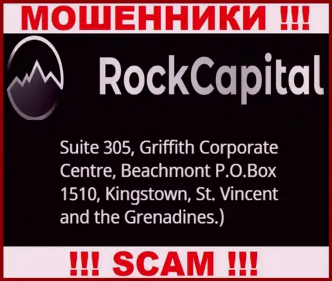 За надувательство клиентов мошенникам RockCapital точно ничего не будет, так как они отсиживаются в оффшорной зоне: Suite 305 Griffith Corporate Centre, Kingstown, P.O. Box 1510 Beachmout Kingstown, St. Vincent and the Grenadines