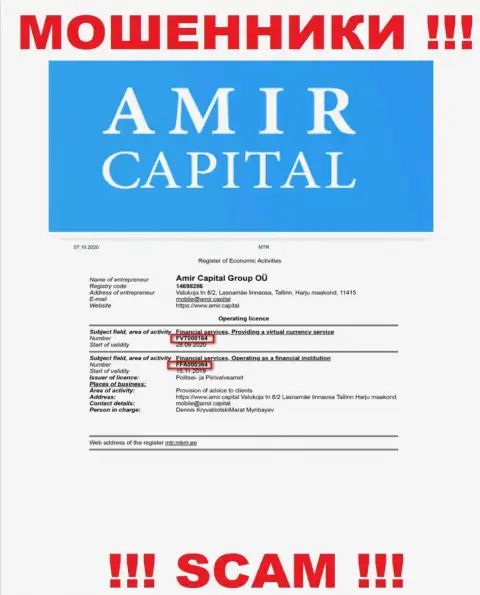 Amir Capital публикуют на web-ресурсе номер лицензии, невзирая на это профессионально оставляют без средств наивных людей