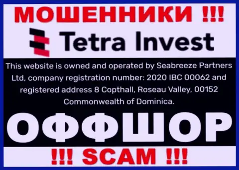 На сайте аферистов Tetra-Invest Co написано, что они находятся в офшоре - 8 Copthall, Roseau Valley, 00152 Commonwealth of Dominica, осторожно