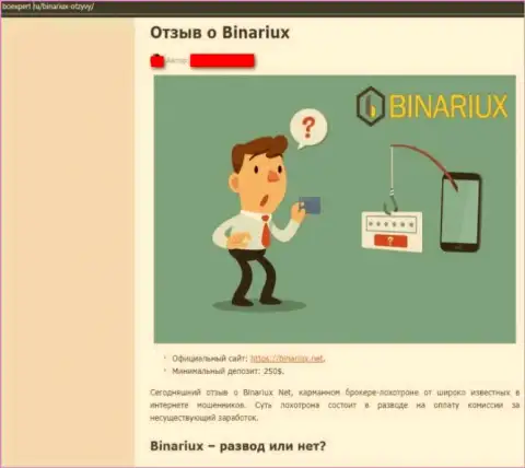 Binariux Net - это internet мошенники, которых лучше обходить десятой дорогой (обзор)